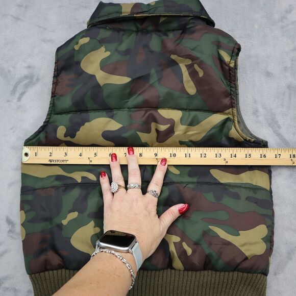 Pumpkin Vest Mens M Green Camo Full Zip Cargo Casual Outdoor Outfit - Picture 4 of 16